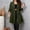 Army Green, variant on Women's Solid Color Cinched Waist Open Front Trench Coat 3/4 Sleeve Loose Fit Casual Outerwear Army Green XXXXXL(XXXXXL)