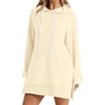 thumbnail image 1 of Vestido vintage de manga larga con estampado navideño para mujer - Sudadera con capucha midi informal con bolsillos - Poliéster - S-XXL, 1 of 7