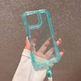 thumbnail image 2 of 3-in-1 Clear Phone Case For iPhone 16 Pro Max,Shockproof Protective Transparent Case,Heavy Duty Protection,With Wrist Strap,Rugged Anti-drop Non-Slip Tough Durable Phone Case,Lightblue, 2 of 10
