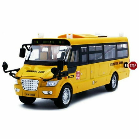 American School Bus Model Toy For Children With Openable Door/Music/Light/Pull Back Function model