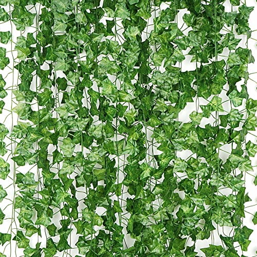 12 Pack 86 FT Artificial Ivy Garland,Fake Ivy Leaf Plants Vine Greenery Garland Home Kitchen Balcony Garden Office Wedding Wall Decor
