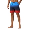 thumbnail image 5 of INSPIRE CHIC Men's Gradient Color Drawstring Elastic Waist Lining Summer Swimming Trunks 30 Navy Blue, 5 of 6