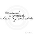 thumbnail image 4 of The Secret To Having It All Is Knowing You Already Do Vinyl Lettering Wall Decal Sticker, 4 of 4