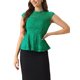 thumbnail image 1 of INSPIRAR CHIC Blusa sin mangas de encaje floral de ganchillo con cuello redondo y peplum para mujer XS Verde, 1 of 6