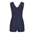 thumbnail image 6 of biudgviw Rompers for Women Boho One Piece V Neck Sleeveless Tank Top Jumpsuits Button Tie Knot Waisted Summer Beach Outfits with Pockets, 6 of 7
