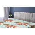 thumbnail image 5 of Ambesonne Peony Fitted Sheet, Tropical Petals with Flowers, King Size, Marigold Vermilion Teal, 5 of 5