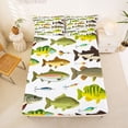 thumbnail image 5 of jejeloiu Rustic Pike Fish Bed Sheets,Cartoon Bass Fish Full Size Sheets For Boys,Multicolor,4pcs,1 Flat Sheet, 1 Fitted Sheet and 2 Pillowcases, 5 of 6