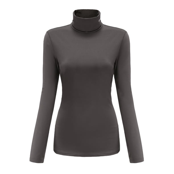 Solid Color Turtleneck Form-Fitting Thermal Lined T-Shirt Long Sleeve