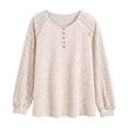 thumbnail image 4 of SUNBS Womens Tops Hollow-Out Lace Crewneck Blouses Fashion Casual Long Sleeve Shirts, 4 of 9