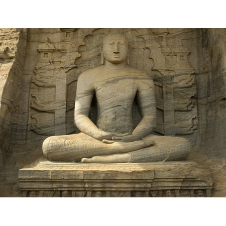 Buddha figure representing the dhyana mudra carved from single rock face at Gal Vihara Polonnaruwa North Central Province Sri Lanka Canvas Art - Panoramic Images (12 x 16)