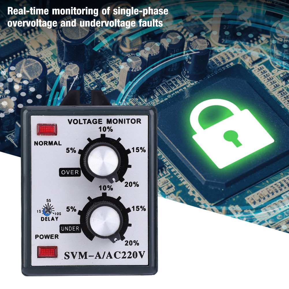 220V Undervolt & Overvolt Protection, Adjustable for Safe Electrical Performance Single Phase Voltage Monitor