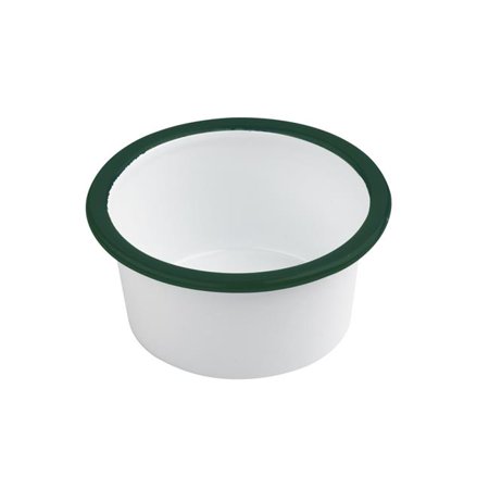 

Packnwood 294ENPOT120 3.5 x 1.8 in. 4 oz Straight Side Rim Enamel Pot White with Green - 12 Piece