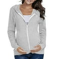 thumbnail image 6 of Riecok Maternity Zip up Hoodie Long Sleeve Drawstring Sweatshirts Solid Pregnant Nursing Tops Casual Loose Clothes, 6 of 8