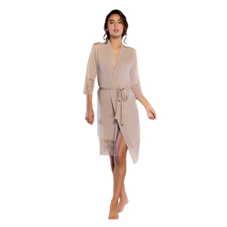 Amazon Robe 59083 Turquaz - Women's Sleepwear Lightweight Super Soft Bamboo Lace Trim ...