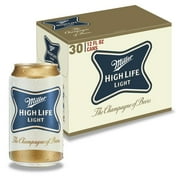 Miller High Life Light Beer, 30 Pack, 12 fl oz Aluminum Cans, 4.1% ABV