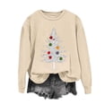 thumbnail image 6 of Wooowa Christmas Tree with Ornaments Print Long Sleeve Sweatshirt Top Round Neck Casual Soft Breathable for Holiday Home Party Daily Wear, 6 of 7