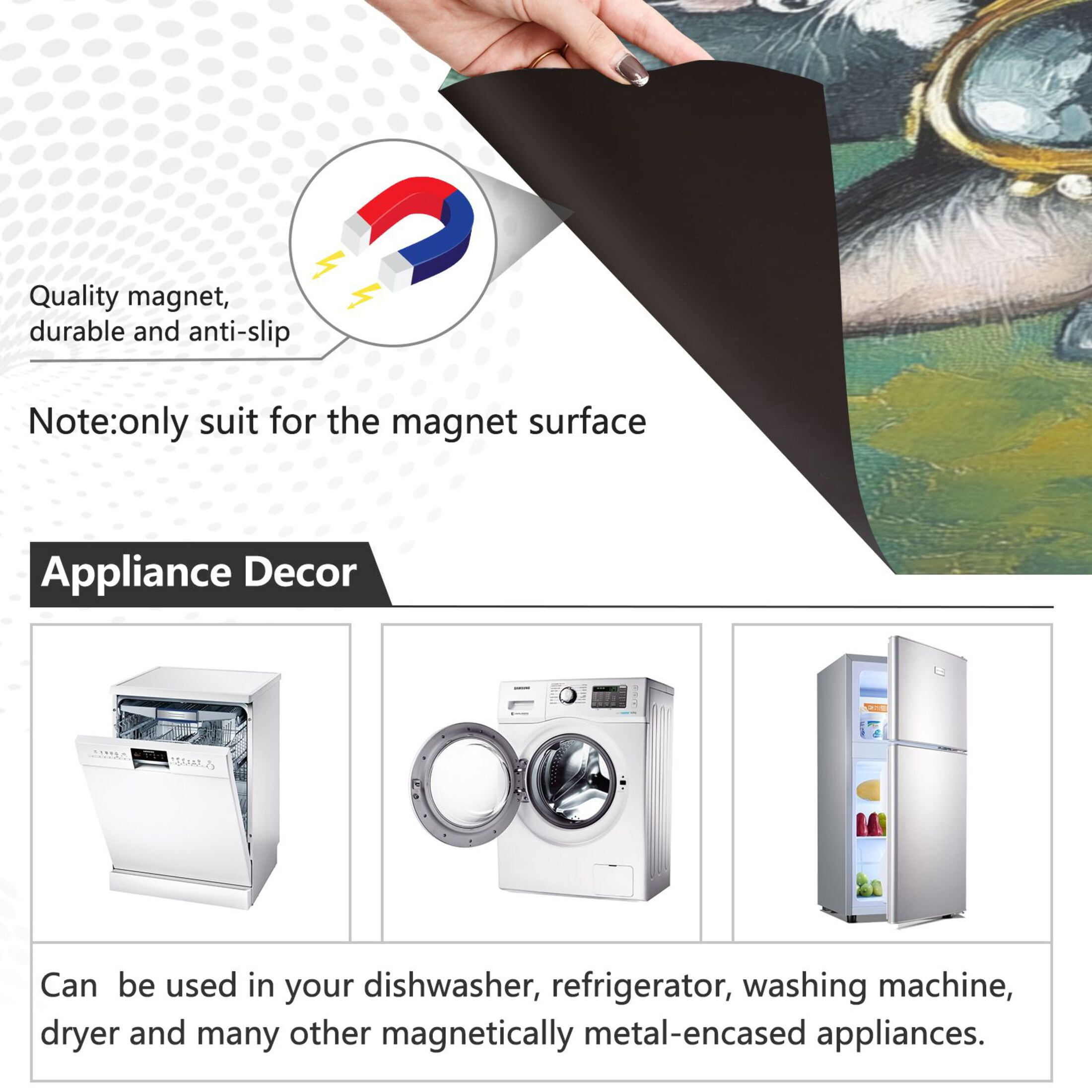 Dishwasher Magnetic Sticker 23x26 Inch Refrigerator Magnetic Sticker Washing Machine Magnetic Sticker Kitchen Panel Magnetic Sticker Home Decor Black Cat in Suit