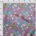 thumbnail image 3 of oneOone Cotton Cambric Medium Purple Fabric Tropical Doodled Animals With Leaves Quilting Supplies Print Sewing Fabric By The Yard 56 Inch Wide, 3 of 4