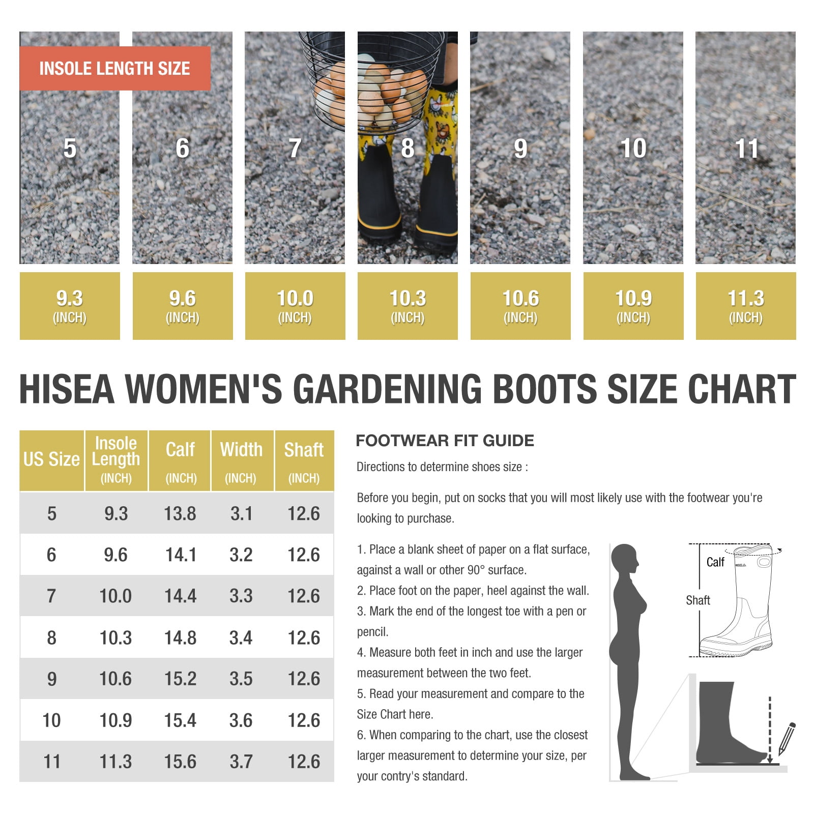 HISEA Rain Boots for Women Mid Calf Muck Rubber Boots Waterproof Neoprene Insulated Barn Boots for Mud Working Gardening