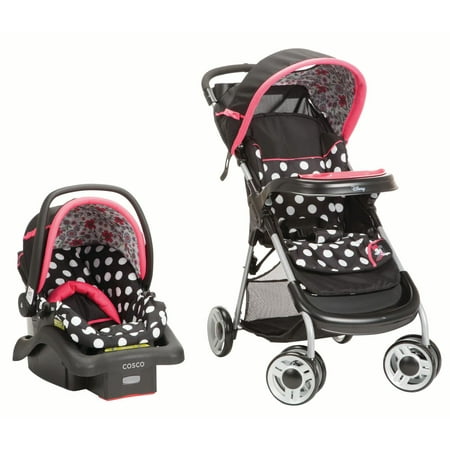 Disney Baby Minnie Mouse Lift & Stroll™ Plus Travel System, Minnie Coral (Best Newborn Car Seat And Stroller Combo)