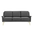 thumbnail image 2 of Maklaine Contemporary Performance Velvet Sofa in Gold and Gray, 2 of 8