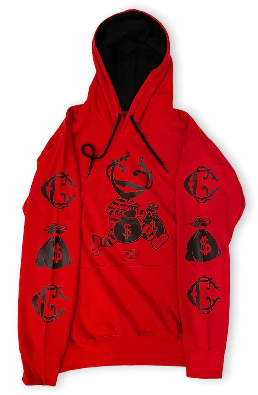Crooks Castles Men s Logo Graphic Pullover Fleece Hoodie Sweatshirt Medium Money Bag Red Walmart