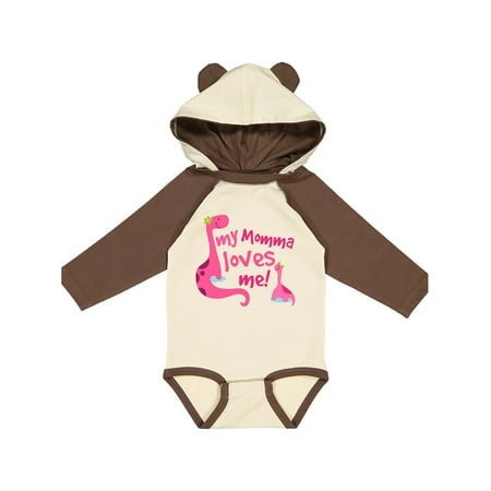 

Inktastic Momma Loves Me Girl Dinosaur Gift Baby Girl Long Sleeve Bodysuit