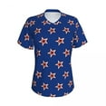 thumbnail image 5 of Stars Print T-Shirts Red White and Blue Street Style V Neck T Shirt Short Sleeve Oversize Tee Shirt Beach Graphic Cloth, 5 of 7