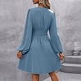 thumbnail image 4 of Women's Elegant Dress V Neck Long Sleeve High Waist Swing Prom Cocktail Short Dresses, 4 of 9