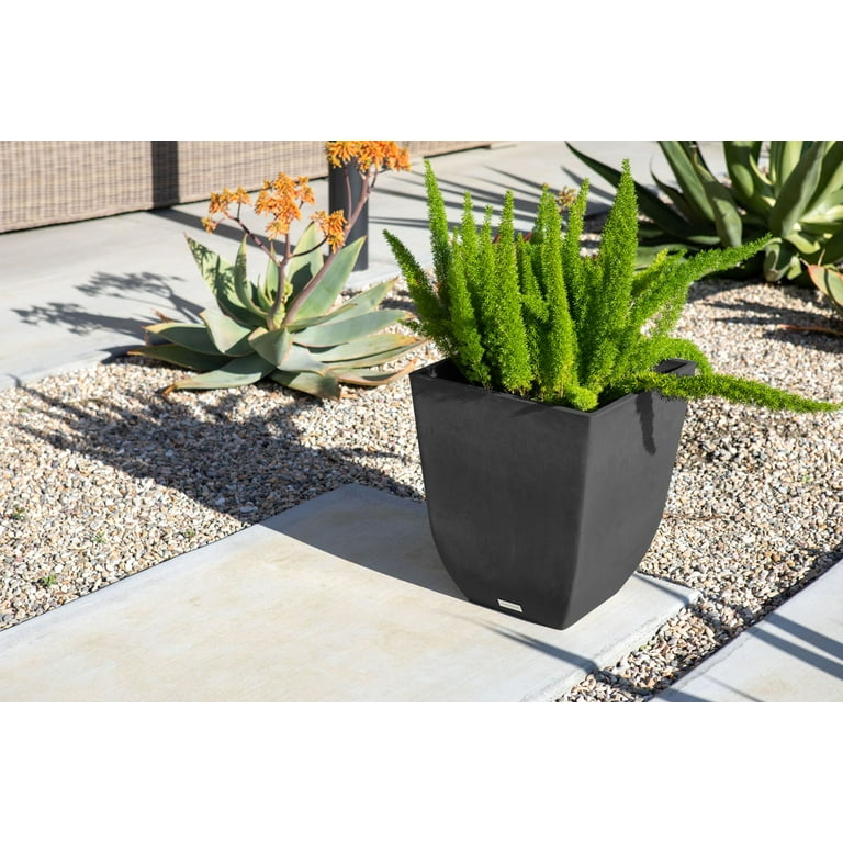 Veradek Sierra Square Planter - Black - 18 in. Veradek Sierra Square Planter - Black - 18 in.