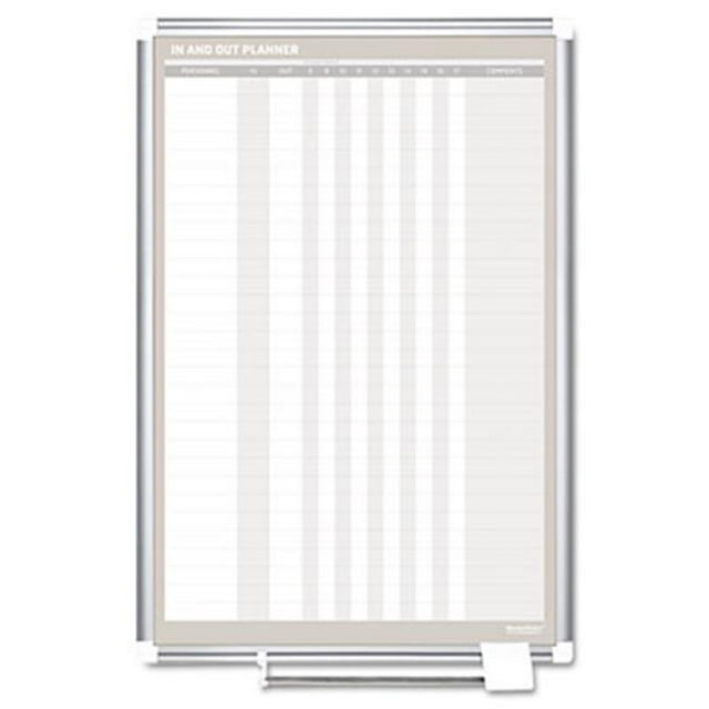 Mastervision GA02109830 Mastervision In-Out Magnétique Carte d'Effacement à Sec 24x36 Cadre Argenté