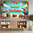 thumbnail image 5 of Tropical Theme Happy Birthday Banner Colorful Design Beach Style Parrot Decoration for Beach Party Luau Celebration Outdoor Decor, 5 of 7