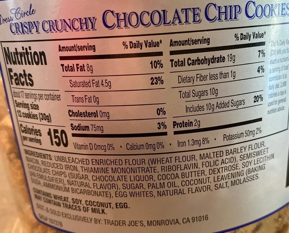2 Packs Trader Joe's Crispy Crunchy Chocolate Chip Cookies 18 oz Each Pack