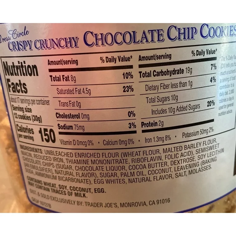 Trader Joe's Dress Circle Crispy Crunchy Chocolate Chip Cookies - 2 Pack Of Individually Wrapped Cookies 4 thumbnail image
