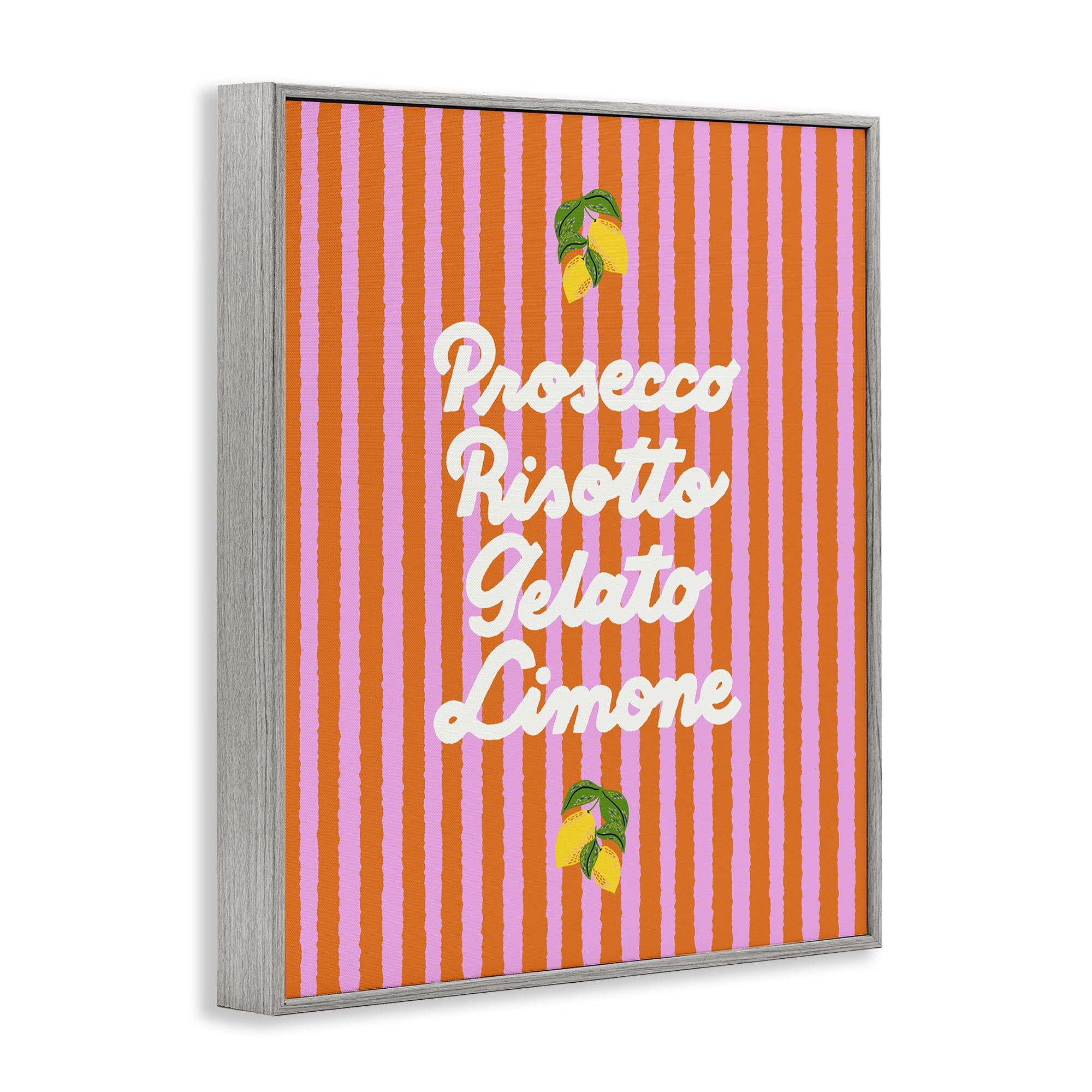 Stupell Industries Italian Enjoyment over Stripes Gray Framed Giclee Art, design by Indira Prieto | IndySign