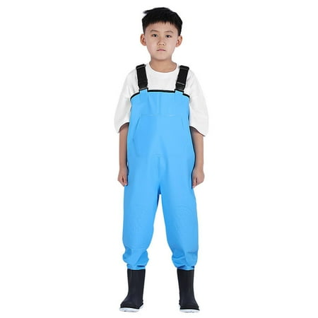 

YDOJG Rain Coat for Boys Girls Toddler 1 Piece Pants Wading Clothes Rain Pants Rain Boots One Childrens Kindergarten Play Water Beach Catch The Sea Launching Pants Sky Blue 3-5 Years