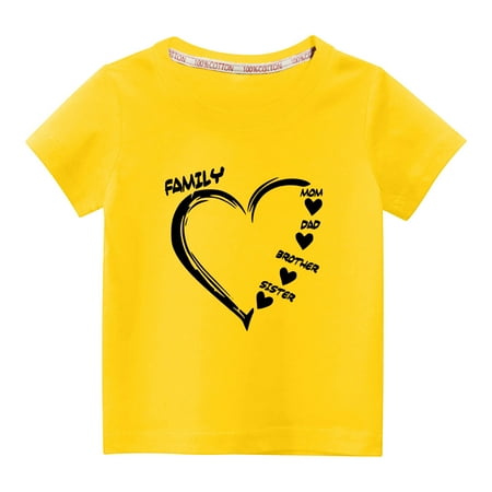 

EQWLJWE Toddler Girls Summer T-Shirts Kid Cute Print Crew Neck Short Sleeves Dailywear Tops Gifts for Kids Yellow 5-6 Years