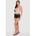 thumbnail image 2 of Women's Almost Famous Belted Front Faux Leather Micro Shorts, 2 of 4