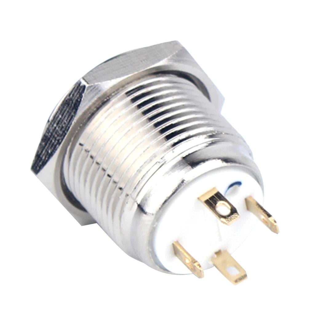 5 × Green 16mm Push Button Switch Momentary Rectangle With DC12V LED Light NO NC