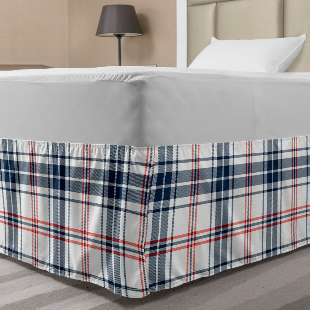Plaid Bed Skirt, Traditional Checkered British Country Pattern with