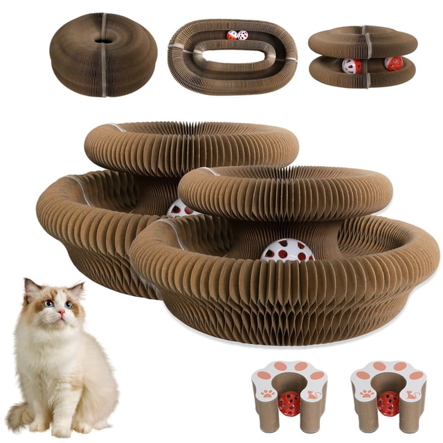 Rascador para gatos HivaolJoy plegable e interactivo, set de 2 piezas