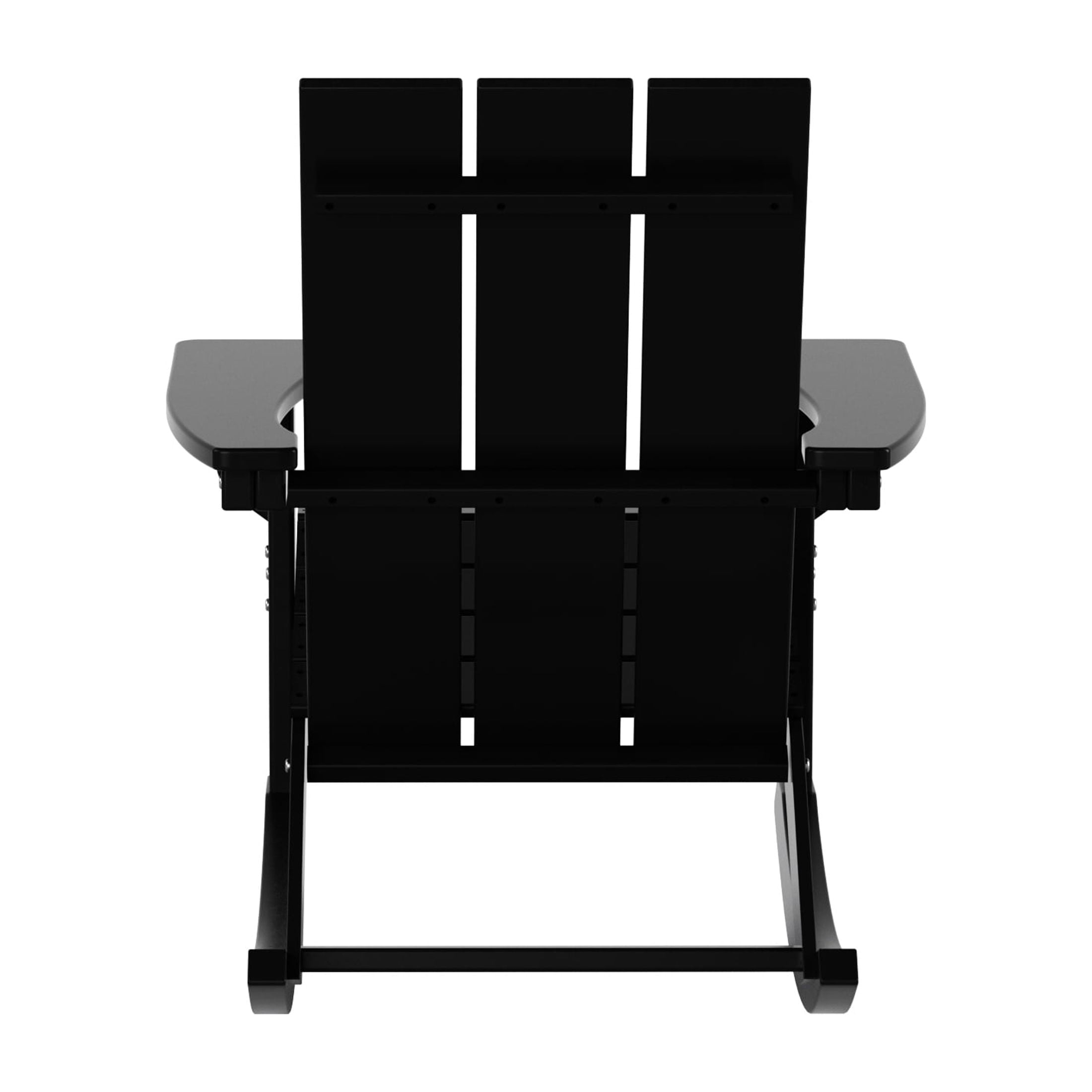 WestinTrends Ashore 3 Piece Patio Rocking Chair Set, All Weather Poly Lumber Adirondack Rocker Bistro Set Porch Patio Chairs Set of 2 with Large Side Table, Black