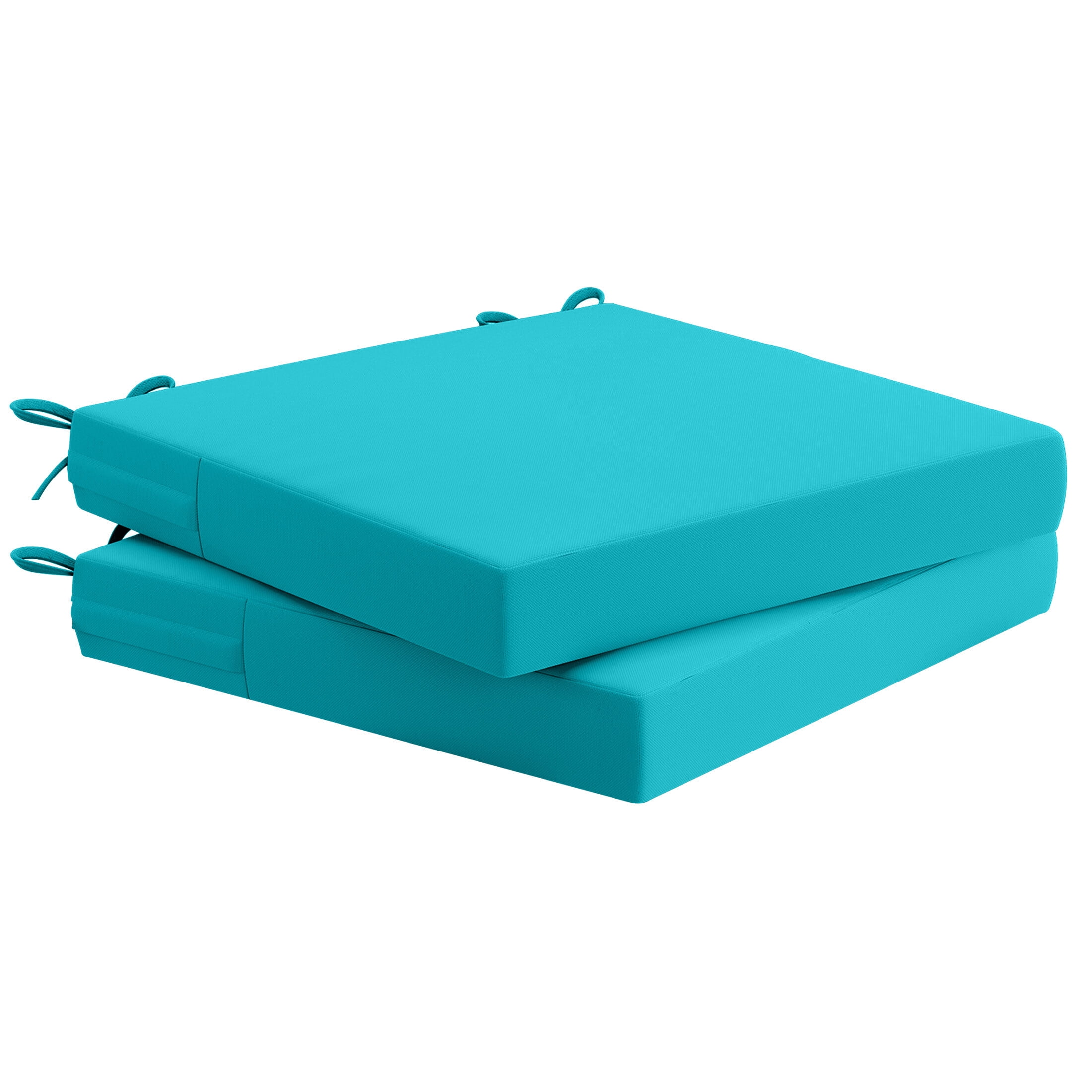 Outdoor Square Seat Cushion for Patio Furniture Dining Chair Pad Replacement, 17 x 16, Set of 2, Turquoise Blue