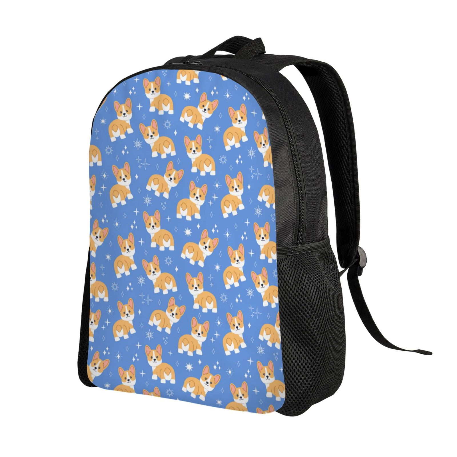 Xecao Kawaii Corgi Print School Backpack with Laptop Compartment Small Travel Laptop Backpack for Women Men Waterproof College Backpack Simple School Bag