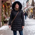 thumbnail image 4 of Women's Winter Coats Long Warm Thicken Puffer Jackets Outwear With Removable Faux Fur Hood, Black XL, 4 of 8