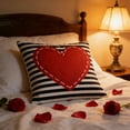 thumbnail image 6 of Valentine's Day Pillow Cover, Linen Pillowcase With Stripes Red Love Heart, Decorative Outdoor Cushion Case for Sofa Couch, Anniversary Decor A, 6 of 6
