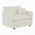 thumbnail image 3 of Modern 3-Piece Sofa Set (1+1+3 Seats) in White with Round Arms, Sturdy Solid Wood Frame, 3 of 10