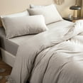 thumbnail image 5 of PURE ERA 3pc Duvet Cover Set-Jersey Knit Cotton 100% T-Shirt Cotton-Super Soft Stretchy Zipper Closure-Queen Size,Beige, 5 of 8