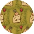 thumbnail image 1 of Ahgly Tapis Rond Lavable en Machine Intérieur Transitionnel Jaune, 8 Pieds Rond, 1 of 7