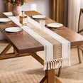 thumbnail image 2 of TickJOY Boho Table Runner – Farmhouse Decor Macrame Runner Table Cloth with Tassels for Home Decor, Kitchen Decor, Living Room Decor, Centerpiece Table Decorations(Coffee/Beige, 12x108 Inches), 2 of 6